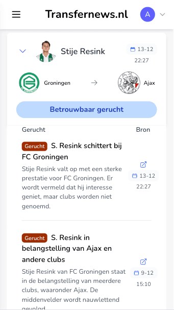 TransferNews app preview